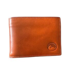 Dooney & Bourke  Men’s Small Brown Leather Bifold Wallet ID Window Card Slots